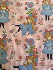 Vtg Bedspread Thin Sheet Bed Cover Pink Gingham Groovy Girl Flower Retro 73x95” picture