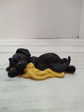 Vintage Enesco Corp. Kathy Wise 1994 Black Dog Figurine Puppy Playing picture