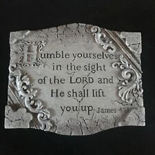 Rustic Cream Faux Cement Resin Religious James HUMBLE YOURSELVES Psalm Wall Plaq picture