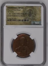 NGC Certified Byzantine AE Bronze Follis BUST OF CHRIST Crusades Era - Mid Grade picture