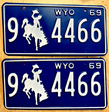 MINT WYOMING 1969 PAIR SET AUTO LICENSE PLATE PLATES 