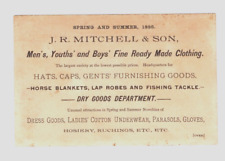 Colorful Victorian Trade Card  1886 for J R Mitchell Clothing Store  41/2