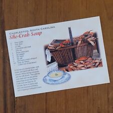 SOUTH CAROLINA SHE CRAB SOUP RECIPE POSTCARD Seafood Crab Fish Food Dining picture