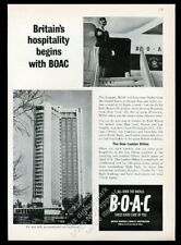 1963 BOAC B.O.A.C. stewardess plane London Hilton hotel photo vintage print ad picture
