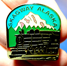 BEAUTIFUL CLOISONNE VINTAGE SKAGWAY ALASKA RAILROAD RAILWAY PIN BADGE picture