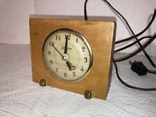 Antique Vintage Sessions Alarm Clock Blonde Oak Mid Century Works Great￼￼ Deco picture