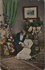 Ask Mother Vintage Postcard Lovers in a Living Room Victorian Unposted Antique picture