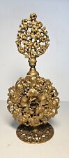Mid Century Gold Filigree & White Perfume Bottle Floral Design picture