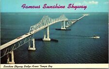 Sunshine Skyway Bridge Tampa Bay Florida FL Postcard VTG UNP Curteich Vintage picture