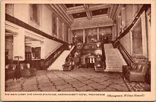 Main Lobby and Staircase, Narragansett Hotel Providence RI Vintage Postcard V51 picture