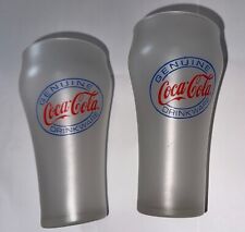 2 Lot RARE PAIR Vtg Genuine Coca-Cola Drinkware Coke Frosted Glasses Pint NOS picture