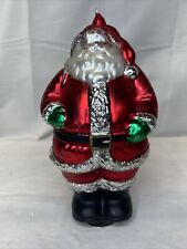 Vintage Department 56 Santa Ornament Large 9.5 in Hand Blown Glass 1990s picture