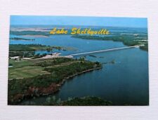 Postcard Lake Shelbyville Illinois Findlay Bridge Aerial IL Unposted  picture