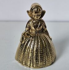 Vintage Dutch Lady Brass Table Bell, Gold Tone Victorian Woman Bell Brass 2.5