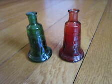 Vtg Liberty Bell Glass Bottles Marked RED Wheaton NJ & GREEN Conesco Taiwan ROC picture
