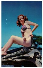 Houghton Lake MI Beautiful Model Beach Bikini Pin Up Cheese Cake Postcard 1955 picture