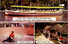 Fort Lauderdale Florida Jungle Queen Everglades Cruise Bahia-Mar Vtg. Postcard picture