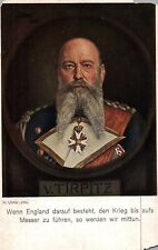 German Navy WWI Postcard c.1910s Grand Admiral Alfred von Tirpitz Quote picture