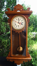 Antique 1880s E.N. WELCH Oak Regulator Wall Clock - SEE VIDEO - WORKS - CALENDAR picture