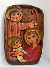 Vintage Italian Wood Art Plaque Wall Hanging hand craved RARE  picture
