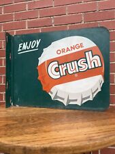 Hard-To-Find Original 1950s Orange Crush Double-Sided Bottle Cap Flange Sign picture