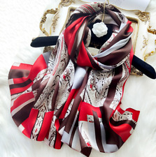 100% Silk Satin Women Scarf neckerchief Shawl large Wrap brown red gray G014-029 picture