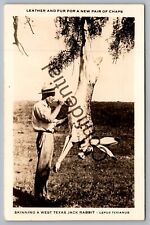 Real Photo West Texas Hunter w/ Exaggerated Giant Jack Rabbit TX RPPC RP D604 picture