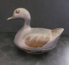 Vintage Pewter And Brass Duck MCM Trinket Box Hong Kong picture
