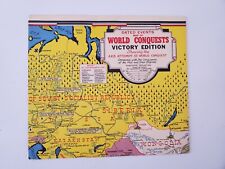 World Conquests Axis Powers Attempt 1945 WW2 Era Vintage Original Unframed Map picture