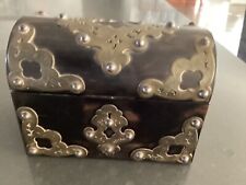 ANTIQUE VICTORIAN GOTHIC COROMANDEL BRASS MOUNTED STATIONERY WRITING BOX picture