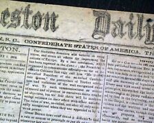 Confederate States of America CHARLESTON South Carolina Civil War 1864 Newspaper picture