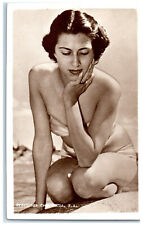 c1940's Model Woman in Bikini Greetings from Aruba N.A. RPPC Photo Postcard picture