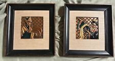 Set of 2 Vintage raised relief Wall Art pieces by Coppercraft Of Hollywood Asian picture