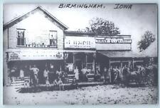 Birmingham Iowa IA Postcard Harness Emporium Meat Market Scene c1940's Antique picture