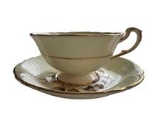 Paragon England Bone China Teacup and Saucer Set Light Beige with Hydrangeas picture