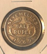 1969 Seychelles 1/2 Rupee Copper Nickel Coin-“Scarce”-KM#12-MINTAGE=60,000 picture