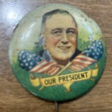 Vintage Political Presidential Campaign Button Franklin Delano Roosevelt 1930’s  picture