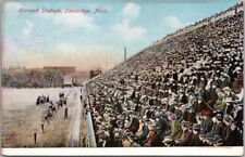 c1910s CAMBRIDGE Mass Postcard HARVARD UNIVERSITY STADIUM Football Game Scene picture