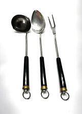 Vintage Stainless Steel Black Handled Kitchen Utensil Set USA Made Set of 3 picture