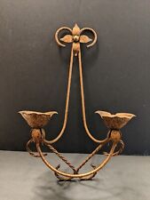 Hollywood Regency, Retro Metal Double Candle Wall Sconce picture