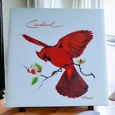 Red Cardinal Tile Screencraft Hand Painted by P. Howard  Christmas 6