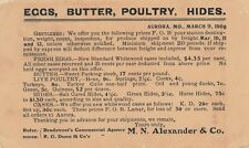 Alexander Co Eggs Butter Poultry Hides Aurora Missouri 1908 Advertising Postcard picture