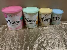 Tupperware Beautiful and Colorful New Set of 4 Canisters with Spanish Theme picture