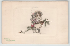 Postcard Vintage 1914 Christmas Two Beautiful Women with Christmas Tree Branch picture