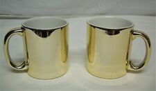 Vtg 1970's 22K Gold Plated Ceramic Mugs Set of 2 - 3.75