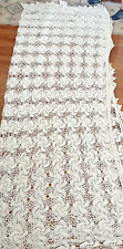 Vintage 60’s-70’s Handmade White Rectangle Table Cloth (Approx 8.5ft x 6ft) picture