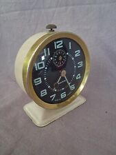 Vintage BAYARD Mechanical France Functional Metal Cream Alarm Clock picture