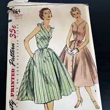 Vintage 1950s Simplicity 1164 Button Front V-Neck Dress Sewing Pattern 20 UNCUT picture