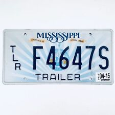 2015 United States Mississippi America's Music Trailer License Plate F4647S picture