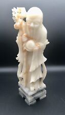 Large 12” Shou Lao Hand Carved Stone Statue Chinese Figurine picture